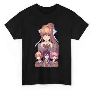 Doki Doki Literature Club T-Shirt - Vintage Graphic Tee – Menswear & Womenswear – Streetwear Tops – Casual Cotton Crewneck Shortsleeve T-shirt