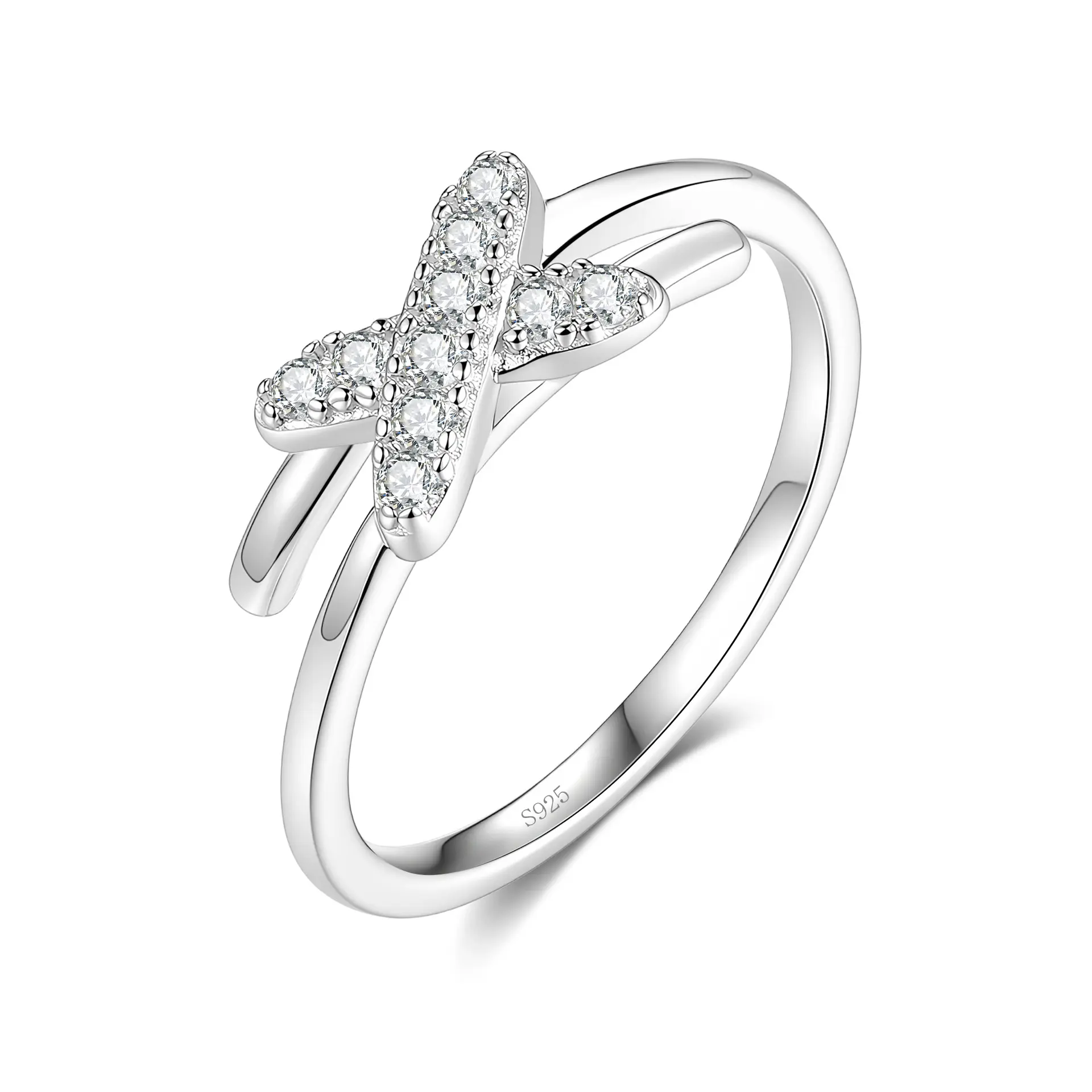 Knot Ring 925 Sterling Silver Synethic Moissanite Ring