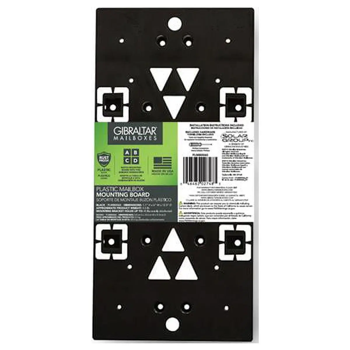 212 MAIN Polypropylene Durable Plastic Mailbox Mounting Board - 13.06 in, 0.090 Gauge, Black, UV Resistant, Mailbox Hardware Included (Model 5192745)
