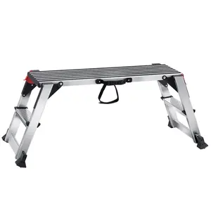 VEVOR Folding Work Platform, 660 lbs Load Capacity, Aluminum Drywall Stool Ladder, Heavy Duty Work Bench w/ Non-Slip Feet, Ideal for Washing Vehicles, Cleaning, Painting, Decorating