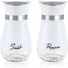 4oz Modern Reusable Stainless Steel Kitchen Spice Containers Set - Salt and Pepper Shakers, Portable Glass-Bottom Bottles, Holed-Top Design, At-a-Glance Refill, Fast ID, Taste Control, Daily Cooking, Outdoor BBQ