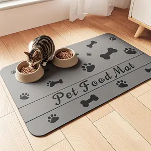 Diatomaceous Earth Pet Feeding Mat - Quick-Dry for Dry Food, Waterproof Rubber Back, Non-Slip Dog & Cat Bowl Pad