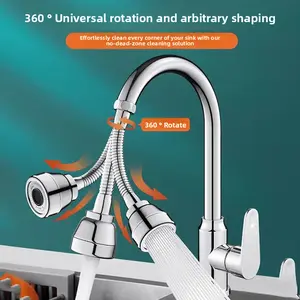 Universal Kitchen Faucet Extender with Booster, Splash-Proof, Rotatable, Bubble Shower Head, Home Water Saving
