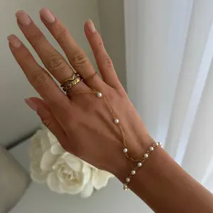 EVRY JEWELS Gold or Silver Plated Women's Hypoallergenic Daphne Hand Chain
