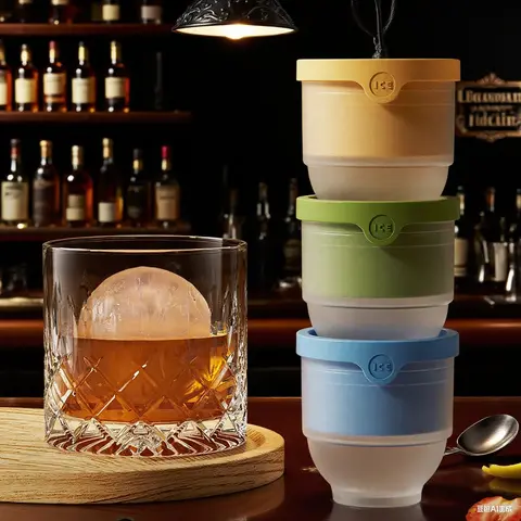 Premium Silicone Ice Ball Mold Ice Ball Making Mold Crystal Clear Ice Balls for Whiskey, Cocktails and Bourbon, Easy to Disassemble Ice Ball Mold, Easy Release and No Leaking Design, Christmas Holiday Party Gifts