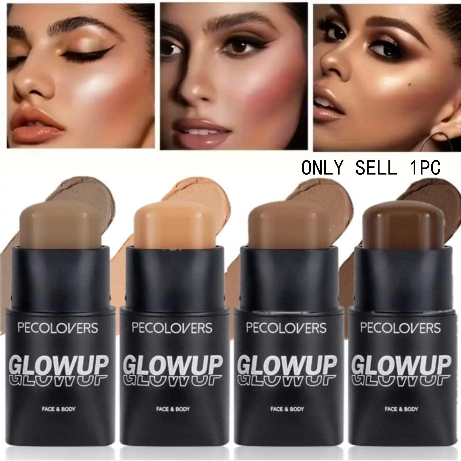 1PC Cream Contouring Stick with Multiple Shades - Bronzing Stick Smooth Blur Bronzer in a Deep Brown Tone, Blends Effortlessly for a Natural Sculpted Appearance – Perfect for Daily Makeup, Water-Resistant, And User-Friendly for a Natural Makeup