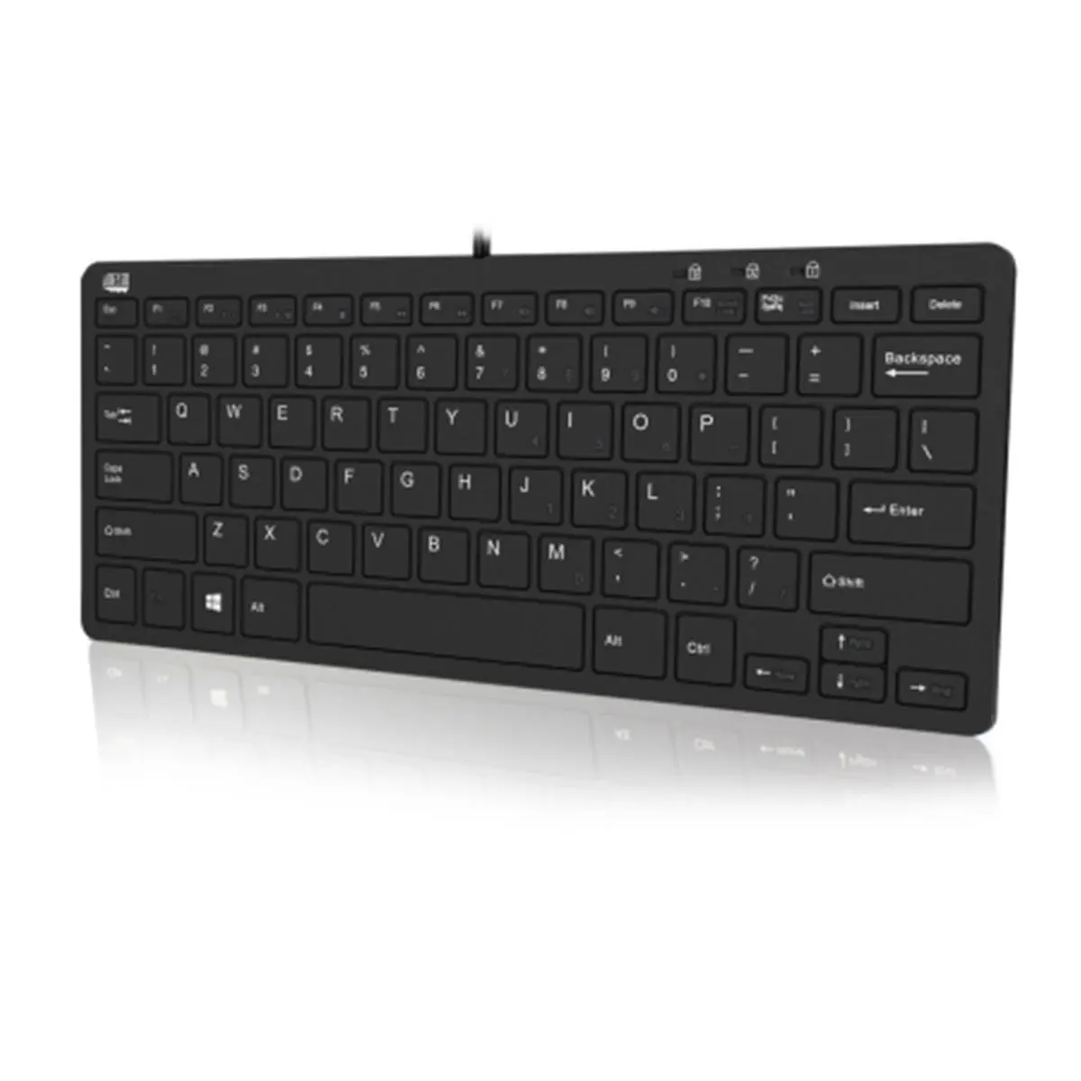 Adesso AKB-510HB SlimTouch Mini USB Keyboard with Membrane Keys, Integrated USB Hubs, Embedded Numeric Pad, Windows Key Layout, Space-Saving Design, Easy Portability, Space Saver