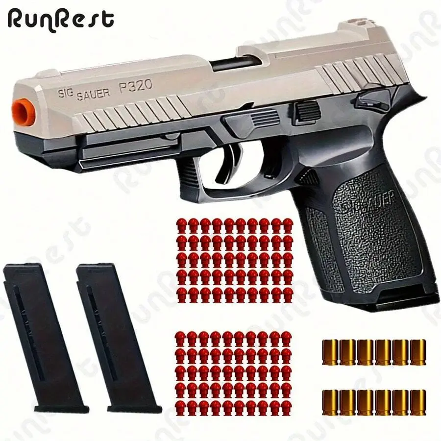 RunRest Soft Bullet Gun Toy Pistol With 100 Bullets, 12 Shells, And 2 Mazines New Toy Gun Pistol Hollow Hanging Machine, Toy Foam Blaster, Outdoor Sports Shooting Game,Halloween And Christmas Holiday Gifts