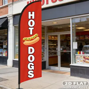 1 count Hot Dog Commercial and Shop Signs Feather Flag(NO FLAGPOLE), Standing Banner for Hot Dog Restaurants, Designed for Outdoor Promotional Use, Polyester Fabric