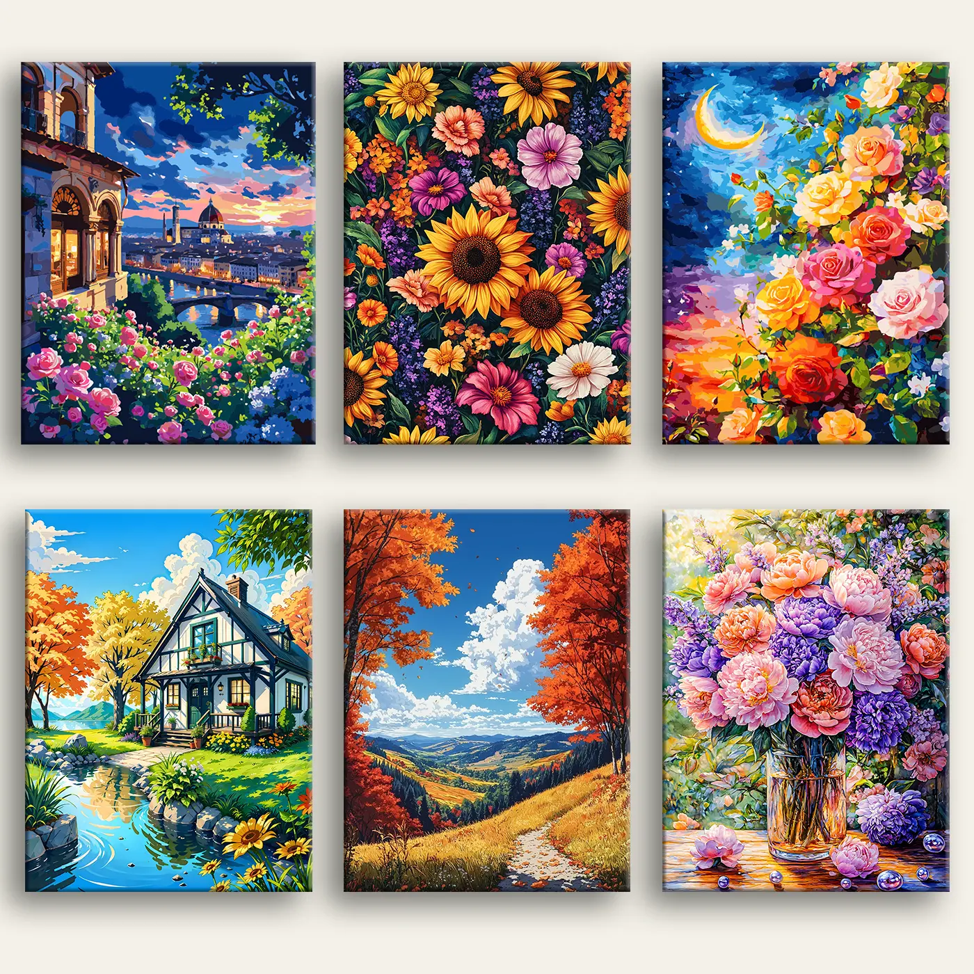 DIY Color by Number Painting Kit - 16x20 In Numbered Linen Canvas Art Supplies, Framed/Unframed Creative Painting Tool Set with Brushes, Acrylic Paints, Gift Box for All Ages