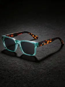 Men's Fashion Square Frame Sunglasses, PC Material, Street Style, Decorative Lens, Perfect for Parties, Beach, Travel, Driving, Gift