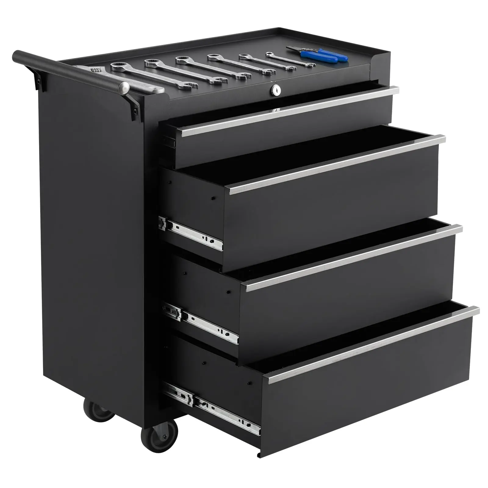 GARVEE Rolling Tool Chest, 4 Drawers Tool Storage Cabinet, Toolbox with Wheels, Portable Tool Cabinet Organizer with Locking System & Drawer Liners, Tool Storage Cart for Garage, Workshop