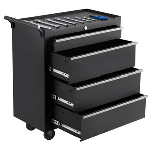 GARVEE Rolling Tool Chest, 4 Drawers Tool Storage Cabinet, Toolbox with Wheels, Portable Tool Cabinet Organizer with Locking System & Drawer Liners, Tool Storage Cart for Garage, Workshop