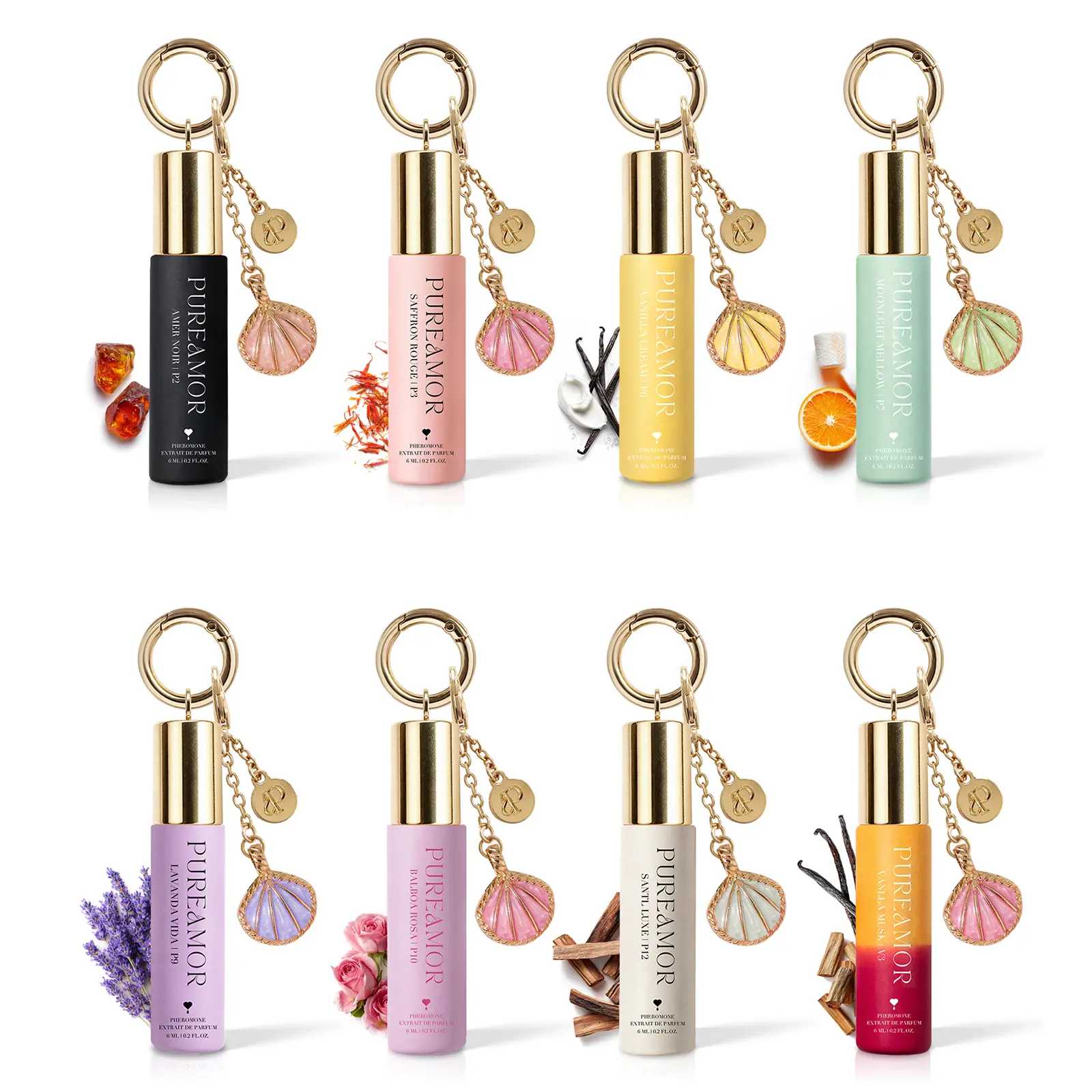PureAmor Keychain Pheromone Perfume (6ml) - 8+ Hour Long Lasting, Designer Inspired Fragrance, Choose From 13 Scents: Floral, Woody & Sweet, Pocket Fragrance - California Clean Fragrance