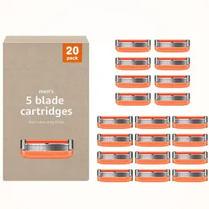 20pcs Razor Blade Shaving Razor Blade Refills for Gillette Fusion 5, Orange New Version