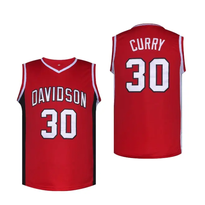 Men's #30 Red Breathable Polyester Basketball Jersey - Sleeveless V-Neck, Embroidered Lettering, Loose Fit, Workout Tops, Casual Wear for Summer, Street Outings