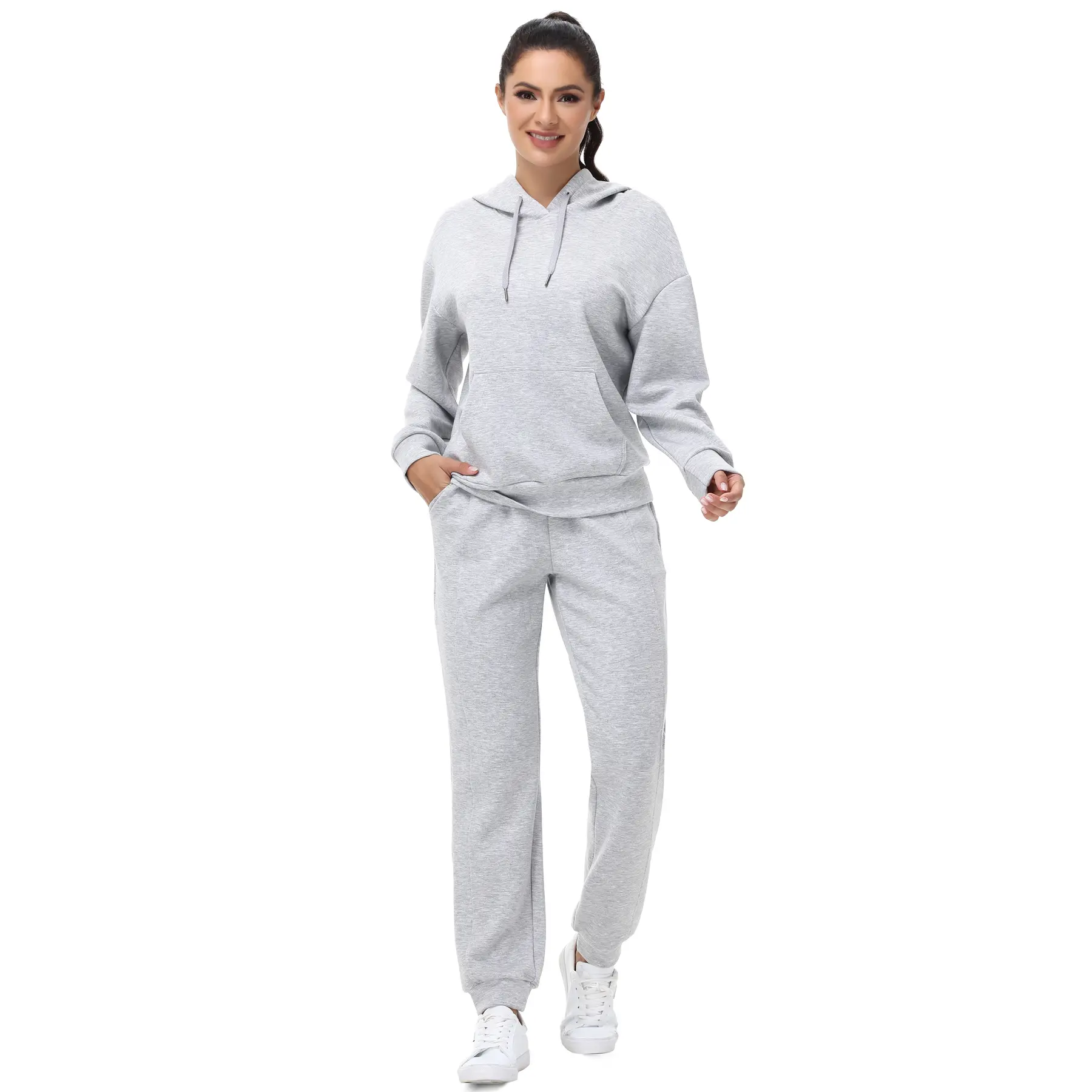 Women's Workout 2 Piece Outfits Sets Hoodie Long Sleeve Oversized Sweatshirts Tops Sweatpants Jogger Pants Tracksuit Sweat Suits Trendy Lounge with Pockets Cute Matching Sweaters Fall Clothes