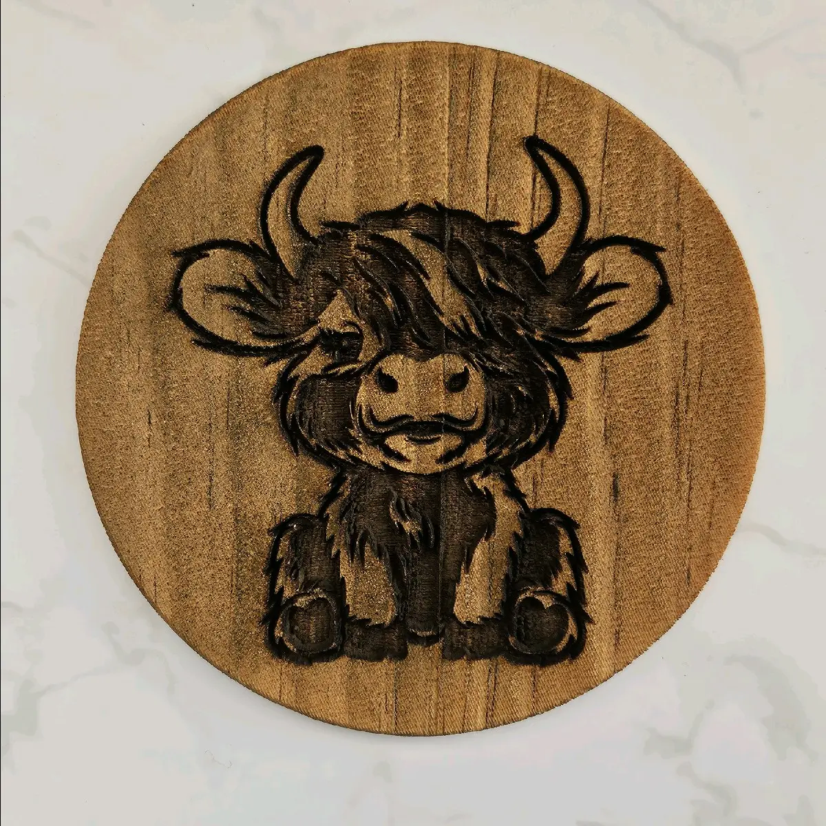 Highland Cow Wood Coasters, Wood Coaster Set, House Warming Gift, Home Buyer Gift, Engraved Gift, Couples Gift, Coaster Set, Christmas Gift