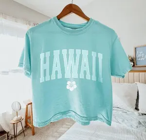Hawaii Tropical Boxy Tee, Beach Summer Graphic Shirt, Island Vacation Outfit