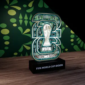 FIFA World Cup 2026 Official Licensed Illuminated Display – Multi-Layer Wood & Acrylic Memorabilia Decorfor Home, Office & Fan Collection – CAN MEX USA Trophy，Ultimate Championship Collectible，Inspired Memorabilia outdoorfun