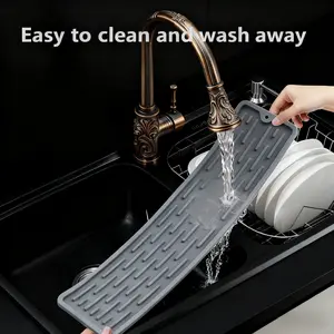 1PC silicone narrow-sided drain pad, soft and durable vegetables, melons and fruits can also be drained directly on it, kitchen sink countertop pad, cutting board non-slip pad, high temperature resistant heat insulation pad, tableware pad, Splash Pad