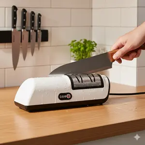 Professional-grade two-stage electric knife sharpener, fast grinding and polishing, multi-functional, suitable for efficiently repairing kitchen knives.