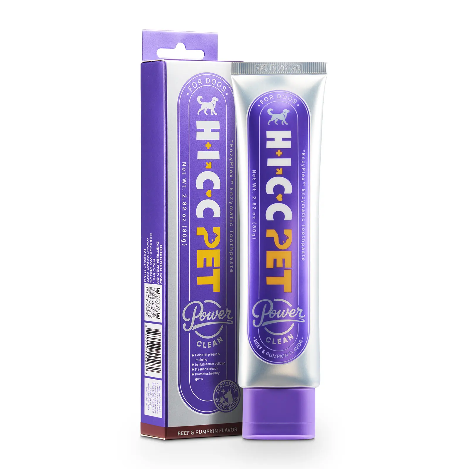HICC PET 4-Enzymatic Dog Toothpaste - EnzyPlex Power Clean Toothpaste for Plaque & Tartar Control - Professional Canine Dental Care for Fresh Breath & Healthy Gums, Perfect for Dogs and Cats