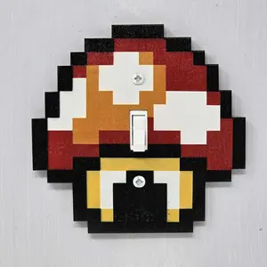 Red Toad Hut Light Switch Cover SMB1 Super Mario Mushroom Luigi Video Games