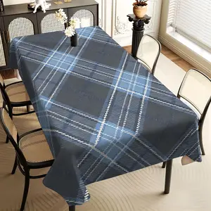 JIT 1pc 2D flat gray-blue checkered rectangular tablecloth, for kitchen, living room, and dining table, kitchen accessory, party, room & outdoor decorative tablecloth, a tablecloth gift for friends