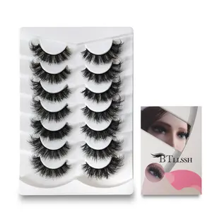 7 Pairs Long Tail D Curl False Eyelashes, 18mm Thick Volume Lashes, Solid Non-Flammable, Perfect for Dramatic Look, False Eyelash Set