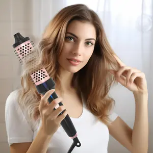 1.5 inch Wavy Thermal Brush for Natural Curls, Round Curling Brush for Smooth Curls for Girls & Women, Marcel Iron Curler Comfort Purple Smoothing