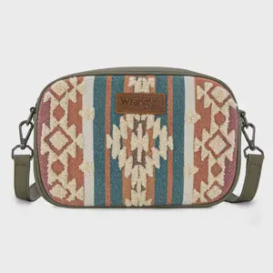 Wrangler Sherpa Aztec Canvas Crossbody Green
