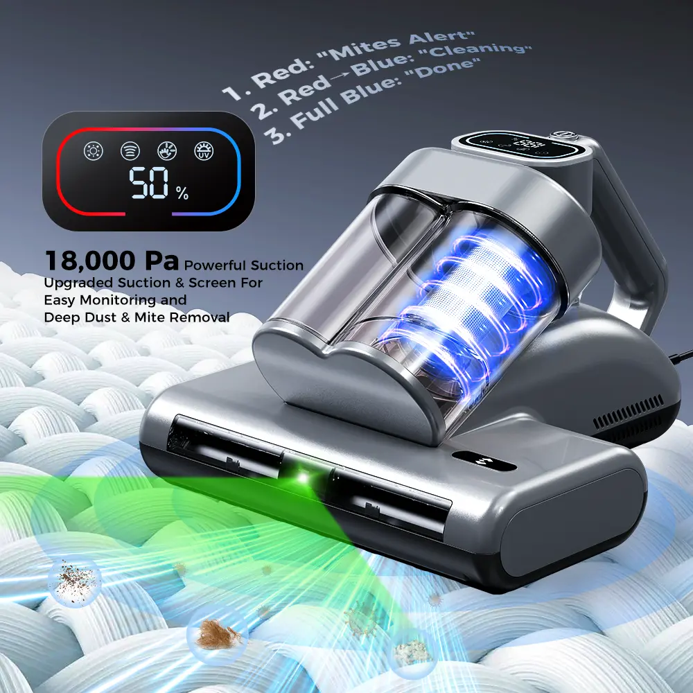 [Upgraded] Mattress Vacuum Cleaner, 18Kpa Bed Vacuum Cleaner with 253.7nm UV-C Light, 149°F Heat, HEPA Filter & Ultrasonic, Corded, 500W, Versatile Handheld Vacuums for Bed, Sofa, Couch, Crib homedecor