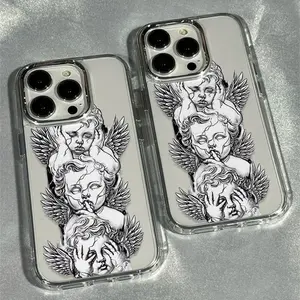 Phone Case Angel Kid Modern Design Transparent Metal Frame For IPhone 17 PRO MAX And IPhone 16 15 14 13 12 11 PRO MAX PLUS And IPhone 16E 17 AIR Series Mobile Phone Case