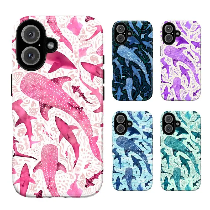 Vibrant Whale & Whale Shark Design Smartphone Casing - Durable Protective Cellphone Accessory for Handheld Marine Life Lovers - Compatible with iPhone 17,16,15,14,13,12,11