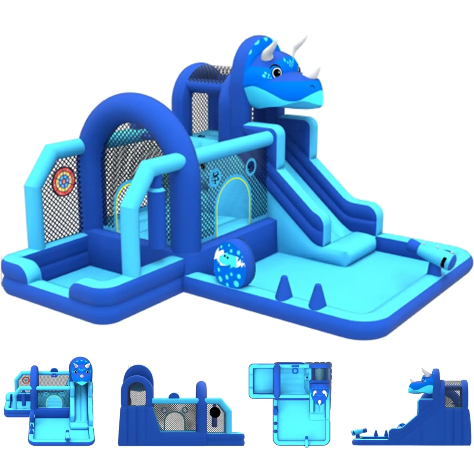 Dinosaur Bounce House for Kids – Inflatable Jumping Castle with Slide & Climbing Wall – Durable Oxford Cloth, Air Blower Included, 250 lbs Capacity, Indoor/Outdoor Backyard Fun