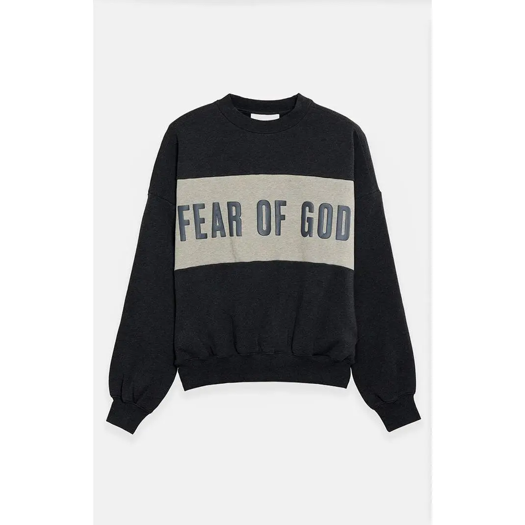 Fear of God ESSENTIALS Men's Iron Grey Heather Paneled Cropped Relaxed Sweatshirt