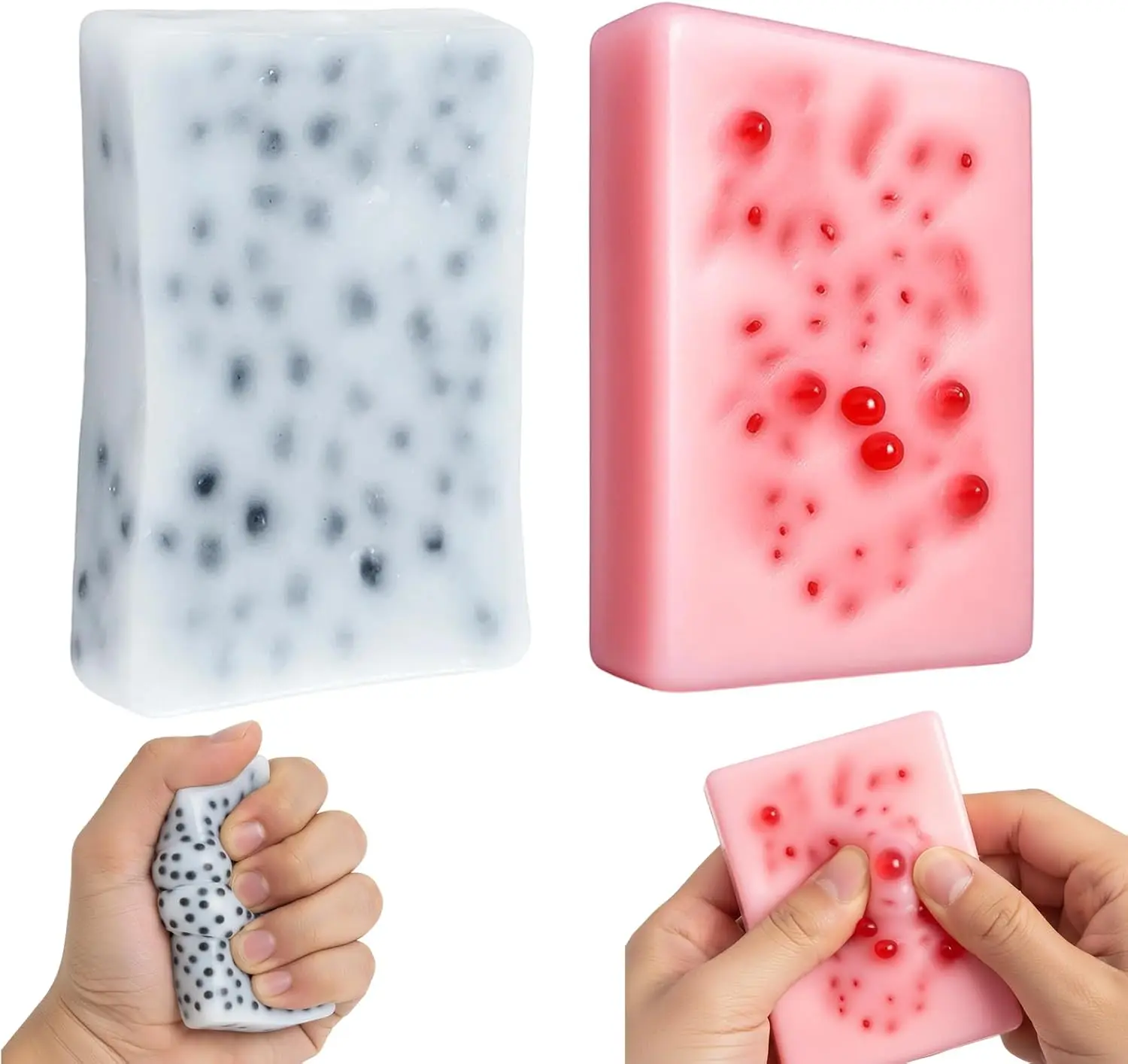 3PCS Unisex Poppable Pimple Popping Fidget Toy Set, Soft TPR Material Stress Relief Tools, Sensory Stress Reliever Square Burst Toy for 6-8 Years Old Skin Scratching Sensory Activities