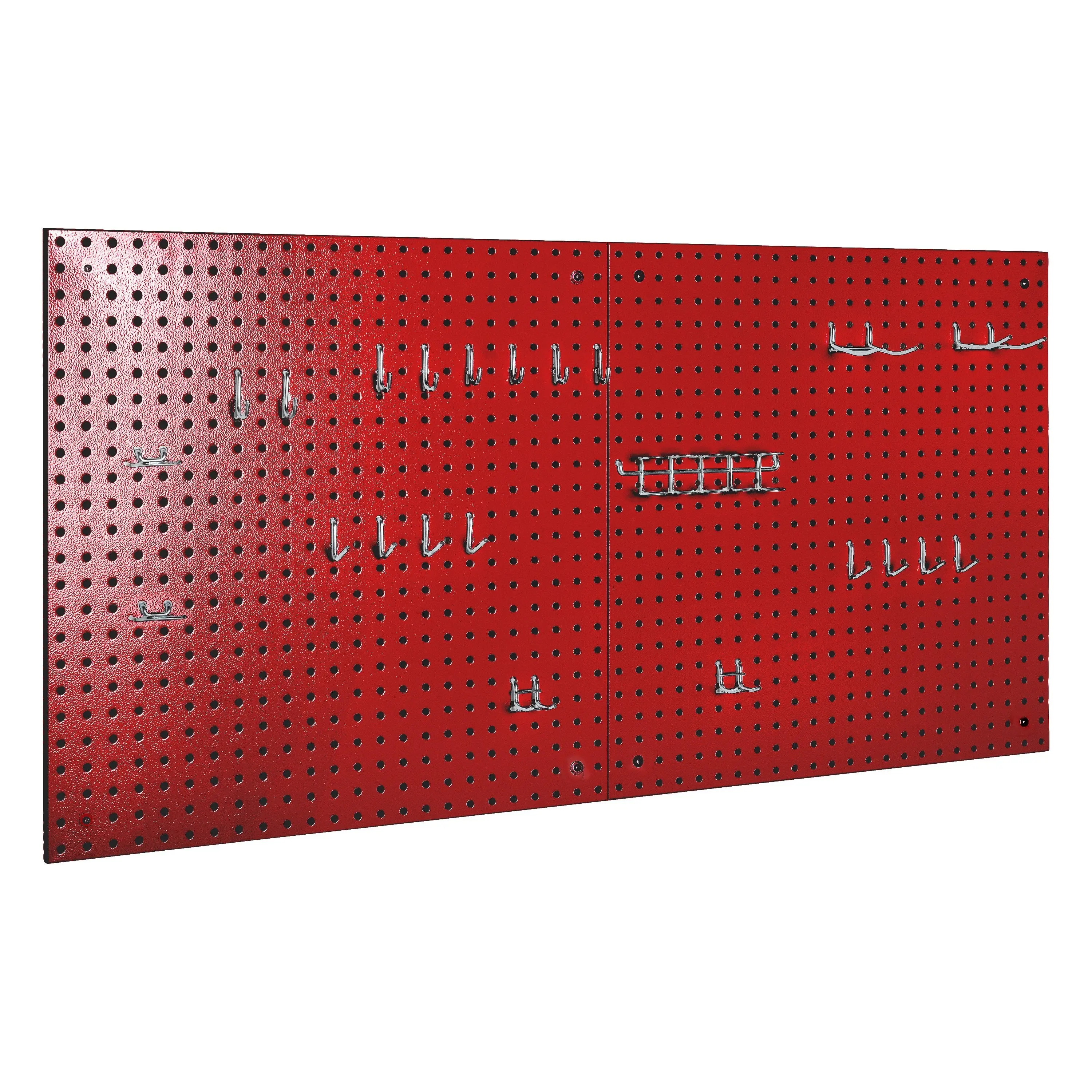 SEVILLE CLASSICS Red Steel UltraHD® Pegboard Organiser Set - 2-Piece Pegboard Racks, 23-Piece Hook Assortment