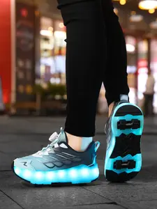 USB Rechargeable LED Luminous Skates Shoes for Kids, Sports Skate Shoes, All-Season Sporty Design, Lightweight & Easy Clean, Perfect Gift for Children