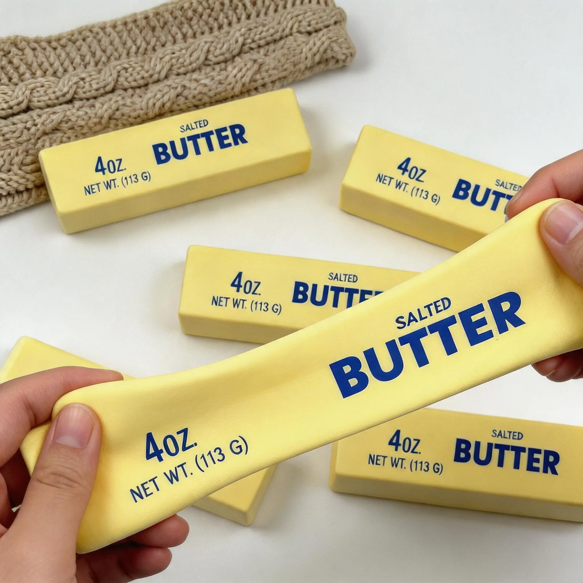 Set of Two Slow Rebound Simulated Butter Stick Squeeze , Ideal for Desk Decoration with a Slow Rising Feature, Great for Fidgeting, And Perfect for Sharing with Friends Or Family