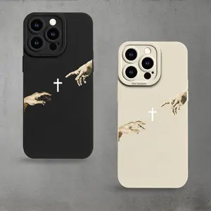 Protect Your Phone Soft Phone Case with Two Finger Crosses Cover Pattern Wave UV Printing Matte Phone Cover 360 Degree Full Protection for Iphone 11 12 13 14 15 16 Pro Max XR X/ XS 7 8 Plus SE Mini Xmax for Smartphone