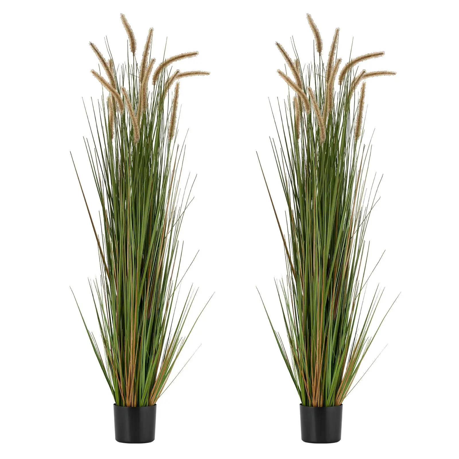 【FathersDayGift】VEVOR Artificial Grass Plant, 2 Pack 59 inch Horsetail Reed Grass in Pot, Premium PVC Faux Fake Greenery Shrubs Plant for Indoor Outdoor House Home Garden Office Room Decor, Housewarming, Green