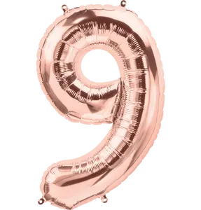 Number 9 Rose Gold Foil Balloon 14" in each. 15689-14