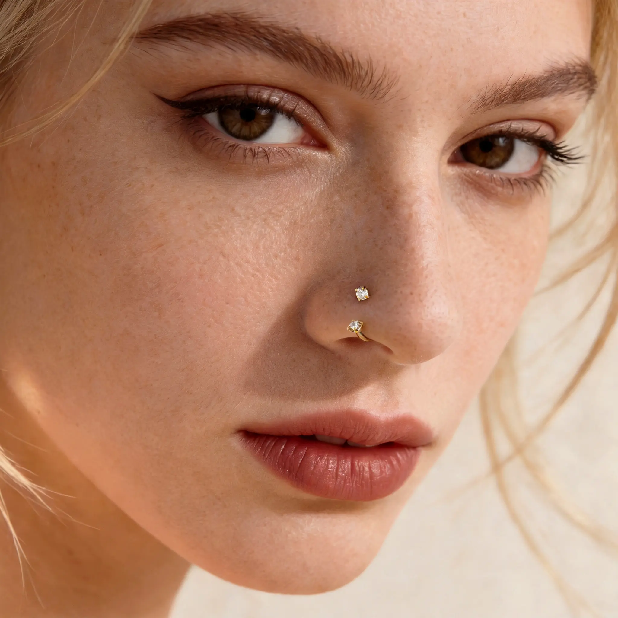 2PCS Titanium 20G/18G Horseshoe Nose Ring Free Tool Ball Holder Included - Piercing Jewelry