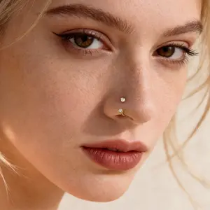 2PCS Titanium 20G/18G Horseshoe Nose Ring Free Tool Ball Holder Included - Piercing Jewelry
