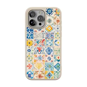 Casely iPhone 15 Pro Case | Dolce Vita | Tuscan Tiles | Align Soft-Touch Flexible Bumper Case | Compatible with MagSafe