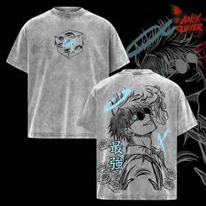 Gojo Satoru Vintage Washed  T-Shirt – Jujutsu Kaisen Anime Graphic Tee, Soft Cotton Casual Streetwear Apparel, Unisex Top, Gift for JJK Fans, Anime Aesthetic Outfit