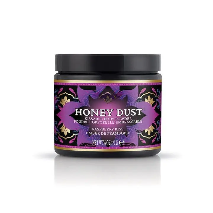 Kama Sutra Honey Dust Talcum Powder - 6 oz Talc-Free Bottle, Fruity Vanilla & Strawberry Scent, Coconut, Glucose, Raspberry Kiss, Kissable, Non-Toxic, Oil Control, Moisture-Wicking, Lightweight for Beautiful Hair & Daily Body Care with Applicator