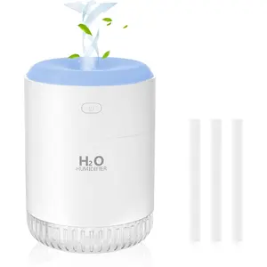 Portable Mini Humidifier, 500ML USB Personal Cool Mist Humidifiers for Bedroom Office Travel Desk, Whisper Quiet 20dB with 2 Mist Modes & Auto Shut-Off, Small Desktop Humidifier(WSQ02 white)
